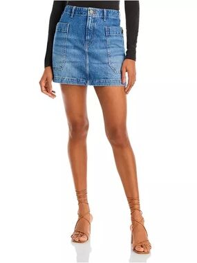 Frame Denim Pale Blue Denim Mini Skirt with Cargo Patch Pocket Size 26/ XS